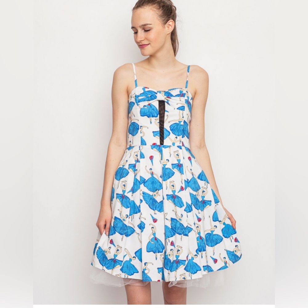 Kling Blue and White Ballerina Midi Dress